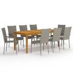 Vidaxl ensemble de salle a manger de jardin 9 pcs gris