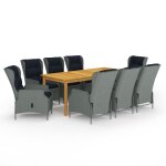 Vidaxl ensemble de salle a manger de jardin 9 pcs gris clair