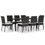 Vidaxl ensemble de salle a manger de jardin 9 pcs r�sine tress�e noir