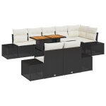 Vidaxl ensemble de salle a manger de jardin de 9 pices avec coussins noirs en rotin poly acacia