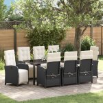 Vidaxl ensemble de salle a manger de jardin 9 pi�ces avec coussins en rattan poly noir, table de jardin ...