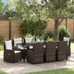 Vidaxl ensemble de salle a manger de jardin 9 pi�ces marron poly rattan, table de jardin vidaxl noire ...