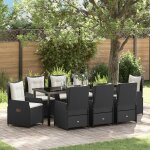 Vidaxl ensemble de salle a manger de jardin 9 pi�ces en poly rotin noir, table de jardin vidaxl noire ...