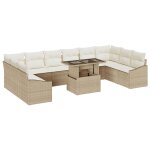 Vidaxl ensemble de salon de jardin de 11 pices avec coussins beige en poly rotin