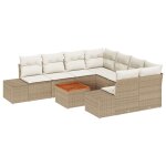 Vidaxl ensemble de salon de jardin 9 pi�ces avec coussins beige en poly rattan