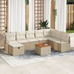 Vidaxl ensemble de salon de jardin 9 pices avec coussins beige poly rotin, vidaxl canap de jardin 2 ...