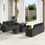 Vidaxl ensemble de salon de jardin 9 pi�ces avec coussins en poly rattan noir, vidaxl ensemble de salle ...