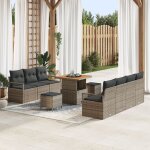 Vidaxl ensemble de sofa de jardin de 10 pi�ces avec coussins en poly rotin gris acacia, vidaxl sofa de ...