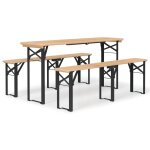 Vidaxl ensemble de tables a bire pliantes 3 pcs bois massif de sapin