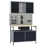 Vidaxl etabli avec 3 panneaux muraux et 1 armoire