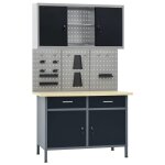 Vidaxl etabli avec 3 panneaux muraux et 1 armoire Vidaxl etabli avec 3 panneaux muraux et 1 armoire