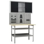 Vidaxl etabli avec 3 panneaux muraux et 1 armoire Vidaxl etabli avec 3 panneaux muraux et 1 armoire