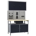 Vidaxl etabli avec 3 panneaux muraux et 1 armoire Vidaxl etabli avec 3 panneaux muraux et 1 armoire