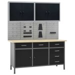 Vidaxl etabli avec 4 panneaux muraux et 2 armoires Vidaxl etabli avec 4 panneaux muraux et 2 armoires