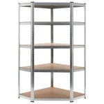 Vidaxl etagre d'angle  5 niveaux argent acier et bois d'ingnierie