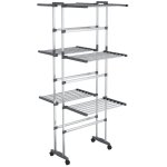 Vidaxl etagre  linge  3 niveaux avec roues argent 60x70x166 cm