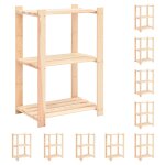 Vidaxl etagres de rangement  3 niveaux 10 pcs 60x38x90 cm pin 150 kg