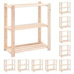 Vidaxl etagres de rangement  3 niveaux 10 pcs 80x38x90 cm pin 150 kg