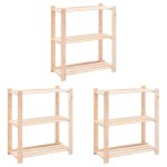 Vidaxl etagres de rangement  3 niveaux 3 pcs 80x38x90 cm pin 150 kg