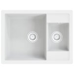 Vidaxl evier de cuisine deux lavabos trou de trop - plein blanc granit Vidaxl evier de cuisine deux lavabos trou de trop - plein blanc granit