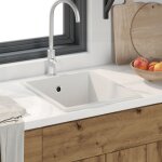 Vidaxl evier de cuisine en granit blanc avec trou de trop - plein Vidaxl evier de cuisine en granit blanc avec trou de trop - plein