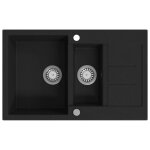 Vidaxl evier de cuisine en granit double bac noir Vidaxl evier de cuisine en granit double bac noir