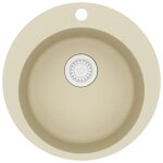 Vidaxl evier de cuisine granit seul lavabo rond beige