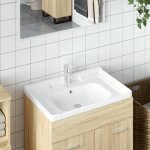 Vidaxl evier de salle de bain blanc 61x48x23cm rectangulaire cramique