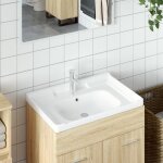 Vidaxl evier de salle de bain blanc 71x48x23cm rectangulaire cramique