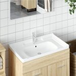 Vidaxl evier salle de bain blanc 91, 5x48x23 cm rectangulaire cramique