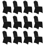 Vidaxl housses lastiques de chaise noir 12 pcs