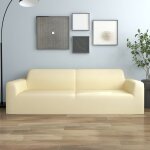 Vidaxl housse extensible de canap 3 places crme jersey de polyester