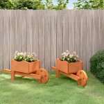 Vidaxl jardini��res brouette 2 pcs 47x15x19 cm bois de sapin massif