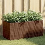 Vidaxl jardini�re avec 2 pots marron 72x30x32 cm r�sine tress�e