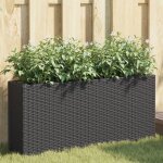 Vidaxl jardini�re avec 2 pots noir 90x20x40 cm r�sine tress�e