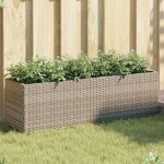 Vidaxl jardini�res avec 3 pots 2 pcs gris 105x30x32 cm r�sine tress�e