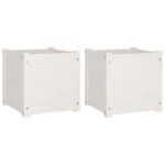Vidaxl jardini�res d'ext�rieur 2 pcs blanc 40x40x40 cm bois de pin