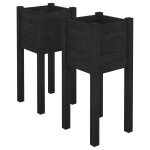 Vidaxl jardinires d'extrieur 2 pcs noir 31x31x70 cm bois de pin