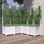 Vidaxl jardinire avec treillis blanc 120x120x136 cm pp