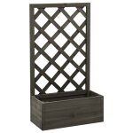 Treillis de jardin avec bo�te a fleurs d�tachable grise 50x25x90 cm bois de sapin massif