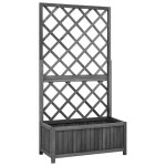 Jardini�re treillis en sapin massif noir 70x30x135 cm avec bac a fleurs plantes grimpantes