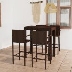 Vidaxl ensemble de bar d'extrieur 5 pcs accoudoir poly rotin marron