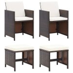 Vidaxl jeu de chaise et tabouret de jardin 4 pcs rsine tresse marron