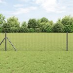 Vidaxl kit de poteaux de clture ensemble de 2 gris mtal, fil en pvc