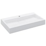 Vidaxl lavabo 80x46x11 cm fonte minrale / marbre blanc