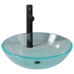 Vidaxl lavabo de bain avec robinet et drain  poussoir verre tremp