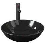 Vidaxl lavabo de bain avec robinet et drain  poussoir verre tremp