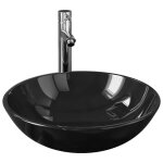 Vidaxl lavabo de bain avec robinet et drain  poussoir verre tremp