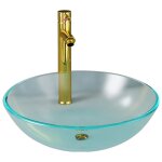 Vidaxl lavabo de bain avec robinet et drain  poussoir verre tremp