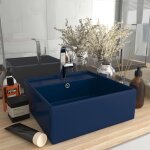 Vidaxl lavabo carr� � trop - plein bleu fonc� mat 41x41 cm c�ramique